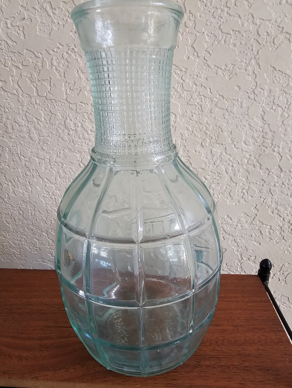 Vintage Sparkletts Clear Aqua Textured Glass Water Bottle